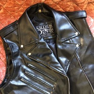 KILLSTAR core black faux vegan leather classic vest